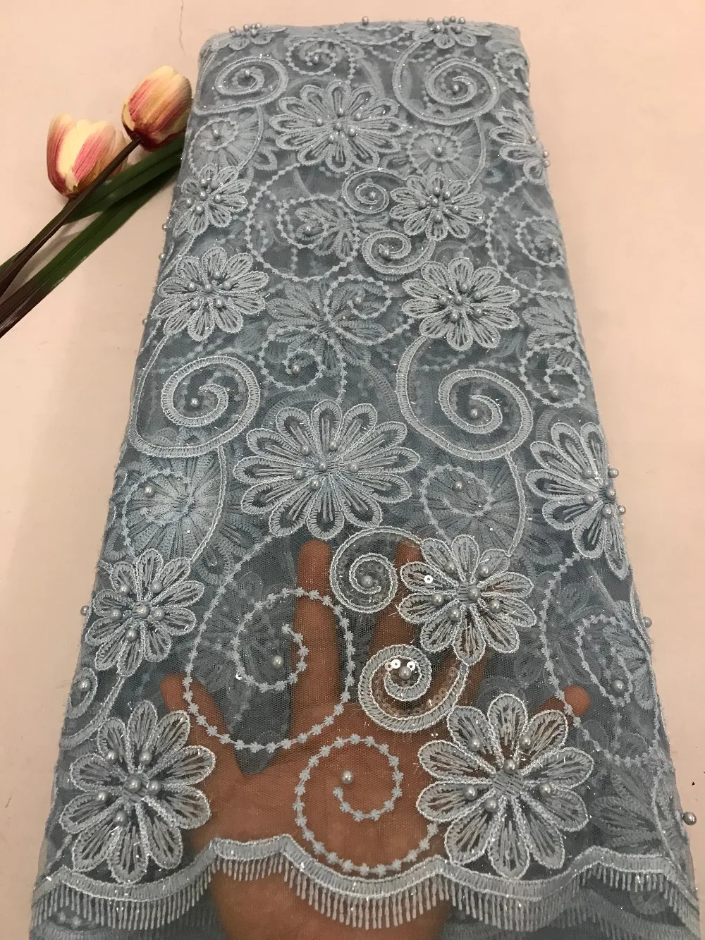 2018 High Quality Hand Cut Lace Fabric Embroidered Tulle Fabric For 