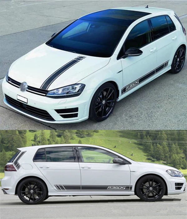 Black Car styling For Volkswagen VW Golf 7 Polo Car Hood Side Skirt decals stickers Car