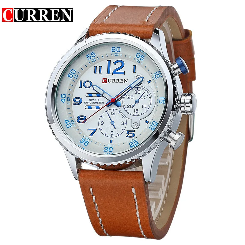

CURREN Sport Watch Men Brand Watch 2019 New Genuine Leather Strap Gold Business Watch Quartz Luxury Relogio Masculino