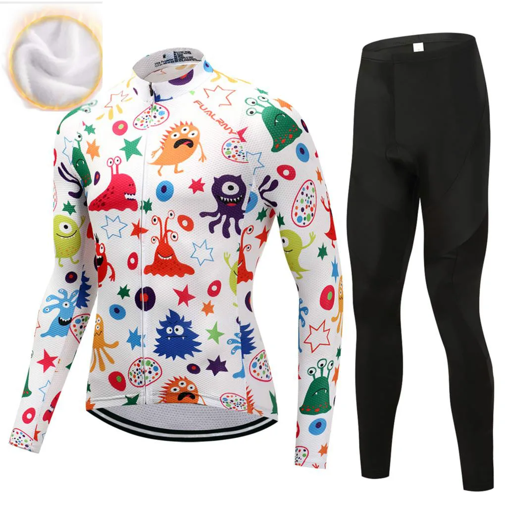 FUALRNY 18 men WinterThermal Fleece Cycling Jersey Set Long Sleeve