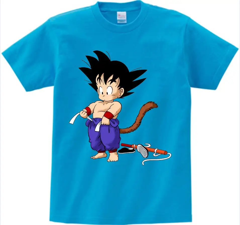Г., футболка с японским драконом Z Goku Детская летняя футболка с короткими рукавами для мальчиков хлопковые футболки высокого качества с рисунком аниме NN - Цвет: blue  childreT-shirt