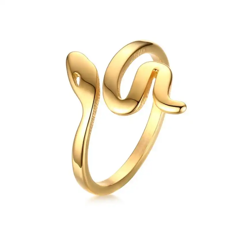 Qings Anello Serpente Oro Donna Regolabile Anelli Serpente Argento 925 Vintage Snake Ring Aperto Dito Anello con Zirconi per Donna Ragazze Uomo