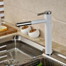 Новый белый живопись вытащить кухня Faucet одной ручкой отверстие сосуд раковина смесителя на бортике