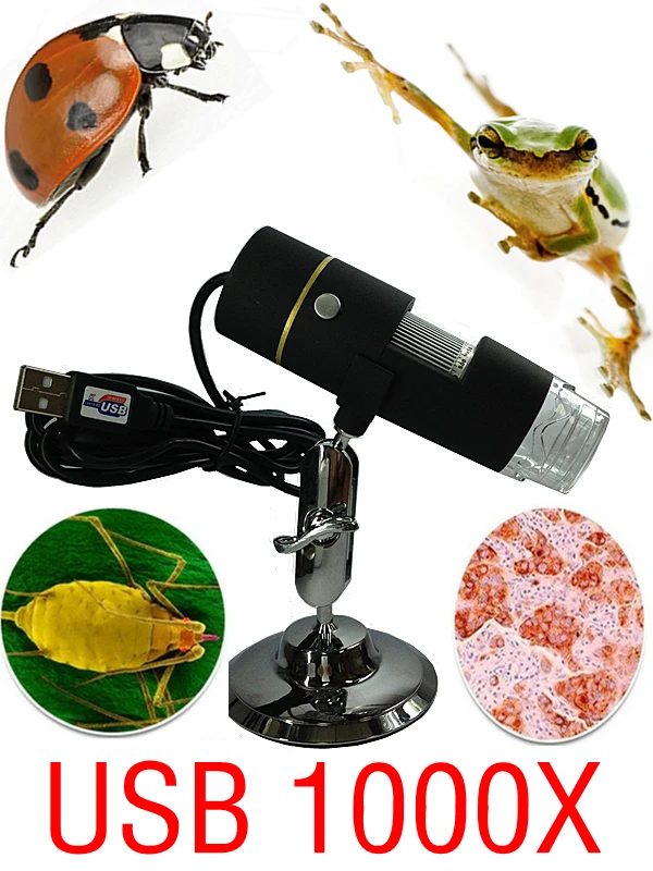 

Portable Digital USB microscope 1000X 50 X ~ 1000X In-built White Light 8pcs LED magnifier