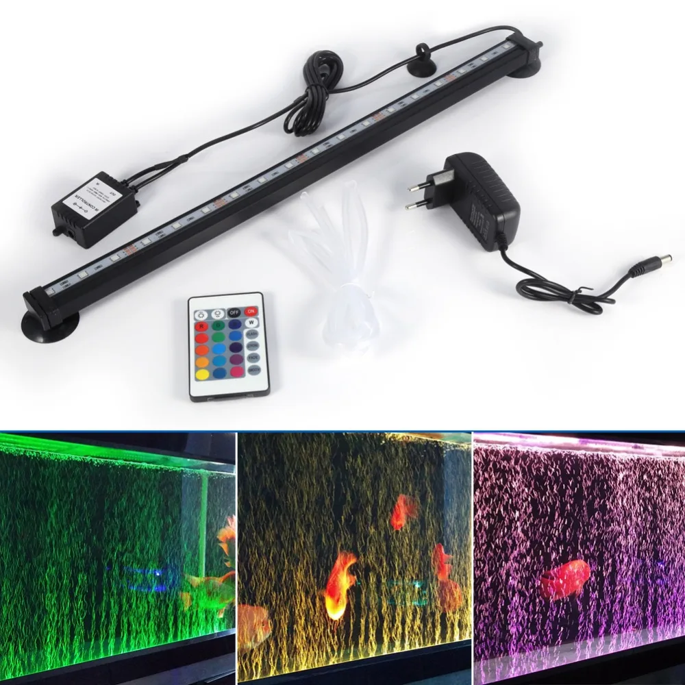 

Aquarium led lighting 46CM Fish Tank Light Submersible Air Bubble Lamp Remote Control EU/US plug