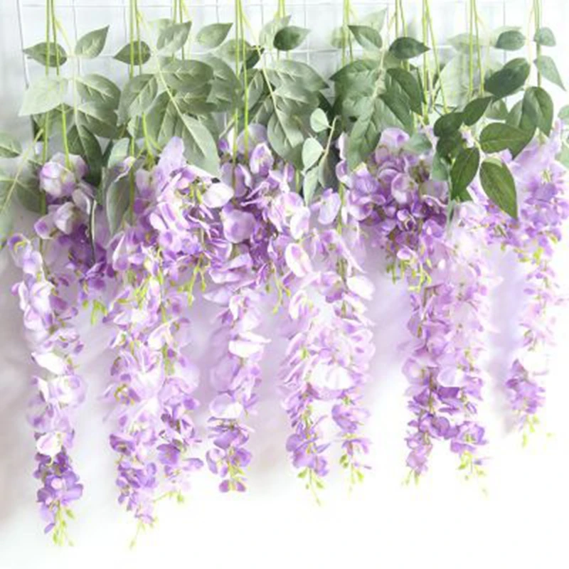 5pcs New Artificial flower Wisteria long Tofu pudding 80cm fake tree two colors rattan wedding ceiling decoration for home decor