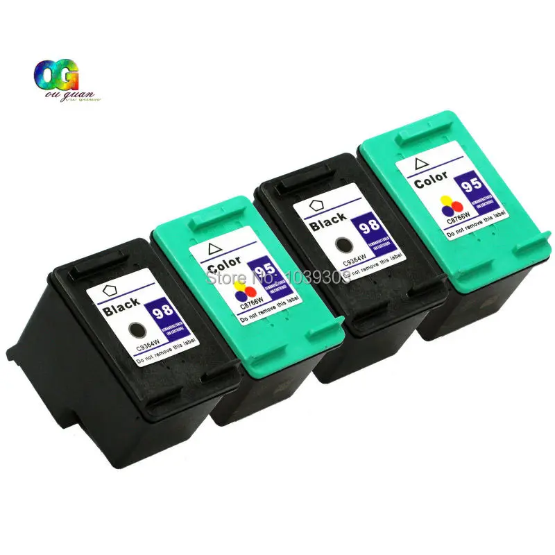 ФОТО 4PK 98 95 Ink Cartridge Compatible For HP Photosmart 2570 2575 2575v 2575xi 8050 Hi-Quality