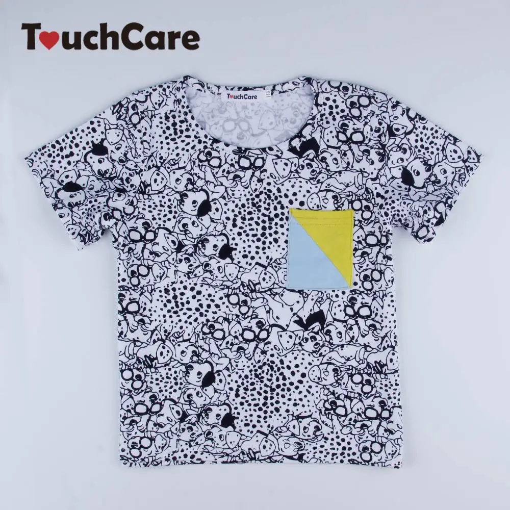 Tops Summer Dog Cartoon Print Children Brother Baby T-shirts Boy Clothes Little Girl Pocket Tee Shirts Toddler Baby Top Clothing