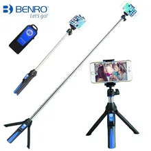 BENRO Handheld & mini Tripod 3 in 1 Self-portrait Monopod Phone Selfie Stick w Bluetooth Remote Shutter for iPhone Sumsang Gopro