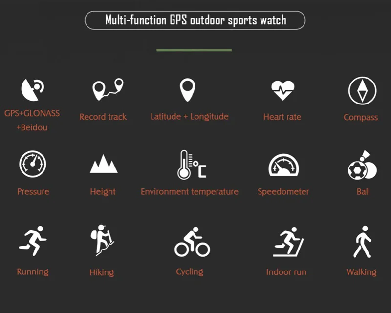 Volemer GPS Outdoor Smart Watch S966 Heart Rate Monitor Multi-sport Compass Cycling Sport Watch Altitude Temperature Wristwatch  (2)