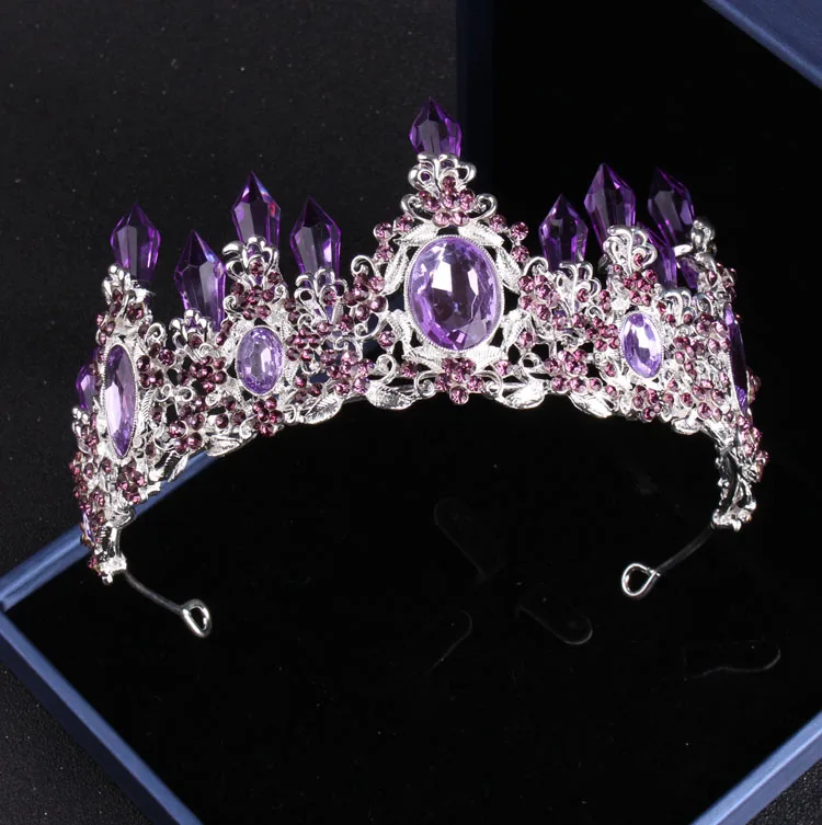 Noble Purple Crystal Bridal Jewelry Sets Necklaces Earrings Crown Tiaras Set African Beads Jewelry Set bridal jewelry sets crystal jewelry sets Wedding Dress Accessories