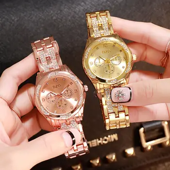 

luxurious Ladies Wrist Watches Dress Gold Watch Women Crystal Diamond Watches Stainless Steel Silver Clock Women Montre Femme
