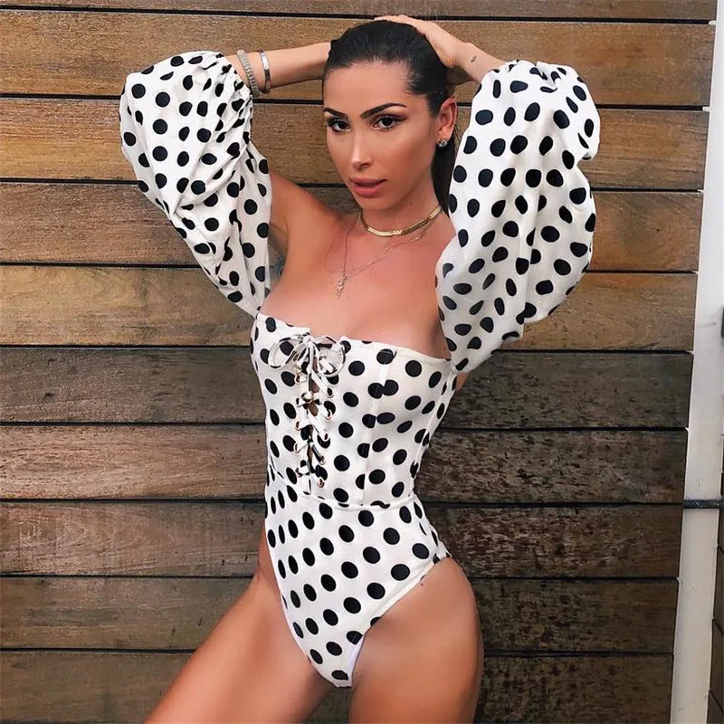 SUCHCUTE Off Shoulder Long Sleeve Bodysuit Women Sexy Bandage Bodies Ladies Backless White Body Womens Dot Printed Jumpsuits SUCHCUTE Off Shoulder Long Sleeve Bodysuit Women Sexy Bandage Bodies Ladies Backless White Body Womens Dot Printed Jumpsuits