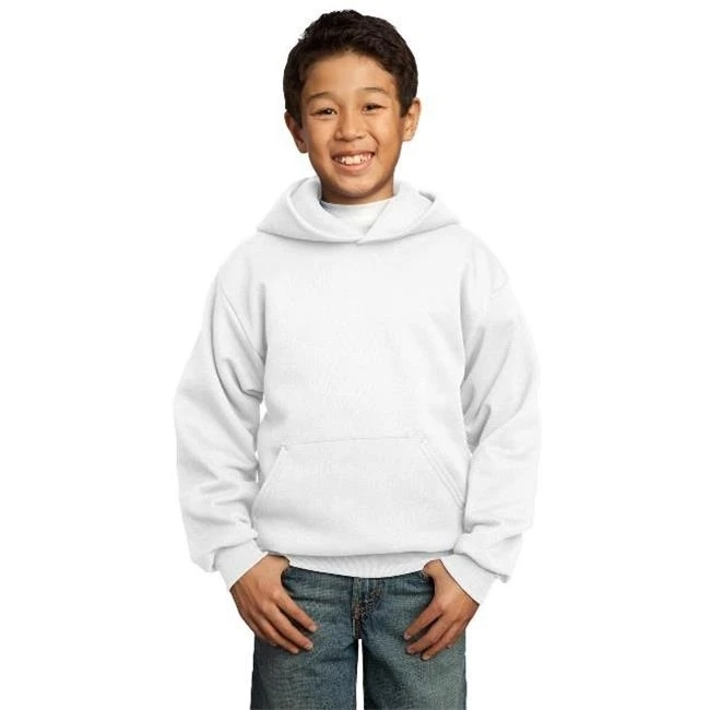 Port & Company PC90YH Youth Core Fleece Pullover Hooded Sweatshirt White - Medium