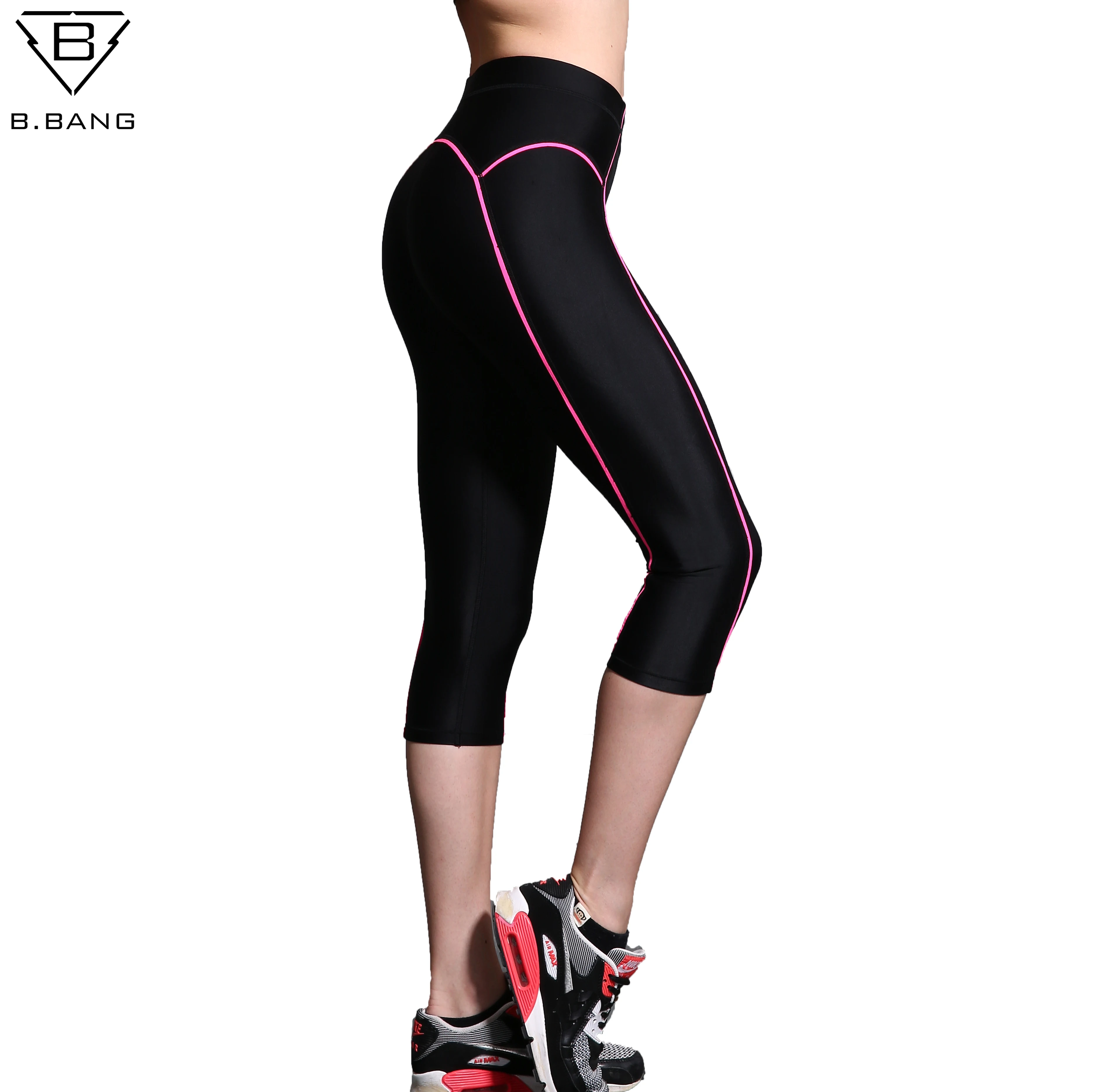 Womens Sports Leggings High Waist Fitness Capris Running Tights With
