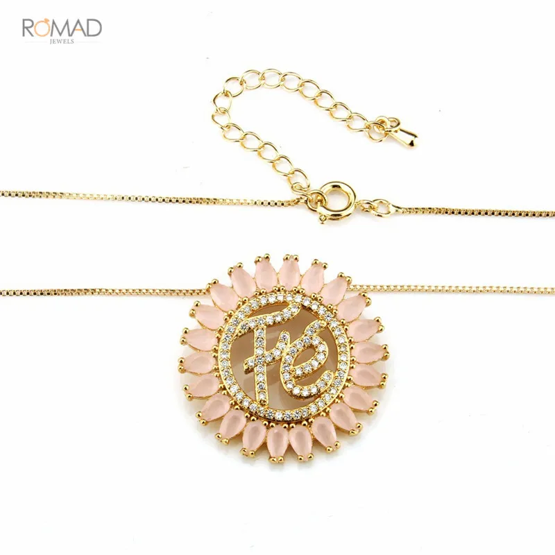 

Romad Circle Pendant Necklaces Long Chain 2 Color Cubic Zirconia Pendant Necklaces Women's Fashion Jewelry CZ Necklace