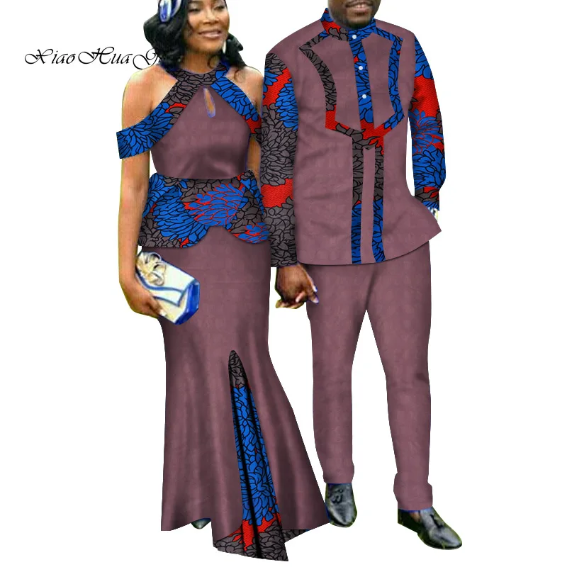 Комплект из двух предметов, африканская Дашики, одежда для влюбленных, мужской костюм, большие женские вечерние платья макси, WYQ188 - Цвет: 14