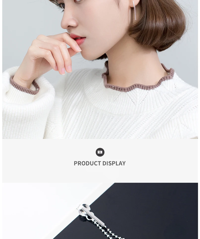 New Fashion Sterling Silver Chain Statement Dangle Earrings For Women Girls Minimalist S925 Drop Earring Bridal Wedding Jewelry (4)