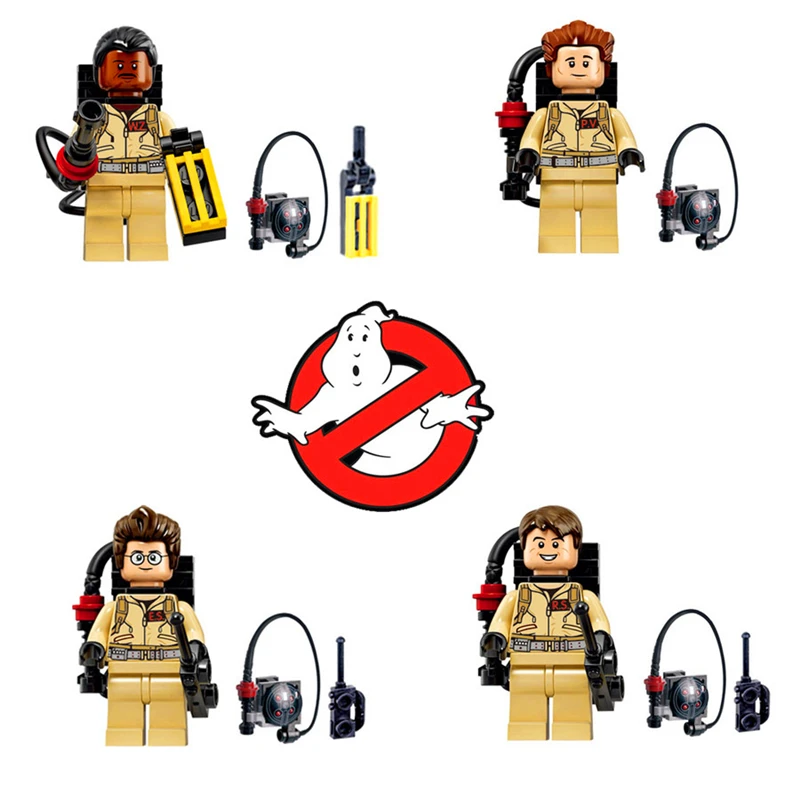 

4Pcs/Set Ghostbusters Raymond Stantz Peter Venkman Building Blocks Brick Compatible Legoe Technic Playmobil Toys For Children