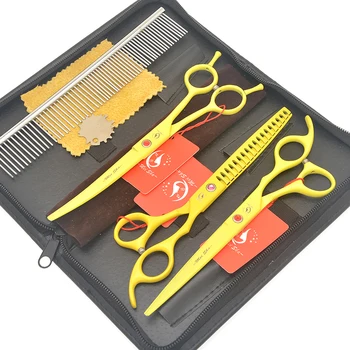 

Meisha 7 inch High Quality Professional Pet Scissors Kit Dog Grooming Scissor Straight & Thinning & Curved Animals Shears HB0199