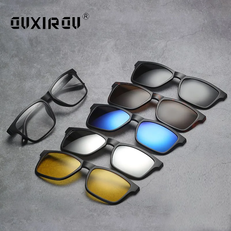 

fashion Man Eyeglasses Frames 5 Clip On Women Sunglasses Polarized Magnetic Glasses Male Driving Spectacle Myopia Optical s2264