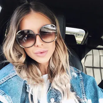 

Classic Women Square Frame Sunglasses Brand Design Vintage Sun Glasses Eyewear Big Frame Shades Oculos de sol Gafas UV400