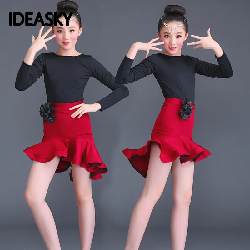 Kids Girls Ballet Latin Rumba Salsa Tango Leotards Dancewear Tutu Dress Costume