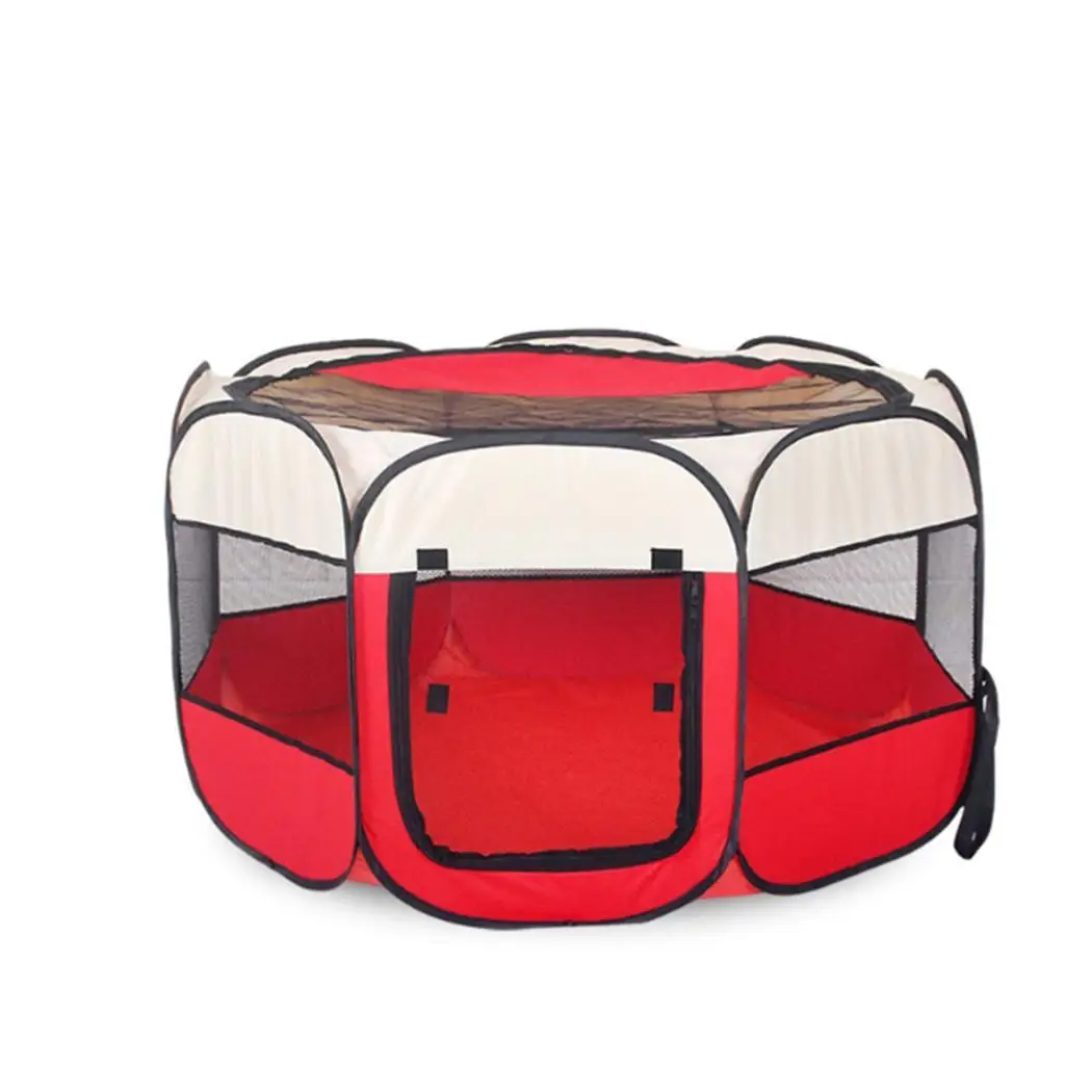 

Pet Tent Portable Detachable House Puppy 8 Angular Design Dog Home Soft Blue, Pink, Red Kennel Cat Cage