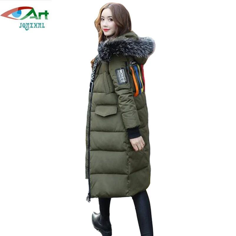 

JQNZHNL Women Warm Jackets 2017 Winter Ladies Slim Thicken Cotton Coats Big Fur Collar Thick Cotton-padded Coats Outerwear E256