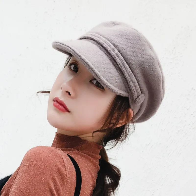Seioum Женская кепка газетчика осень зима черный фиолетовый фетровые шапки для женщин Винтажная Толстая восьмиугольная кепка Женская Повседневная Boina шерсть