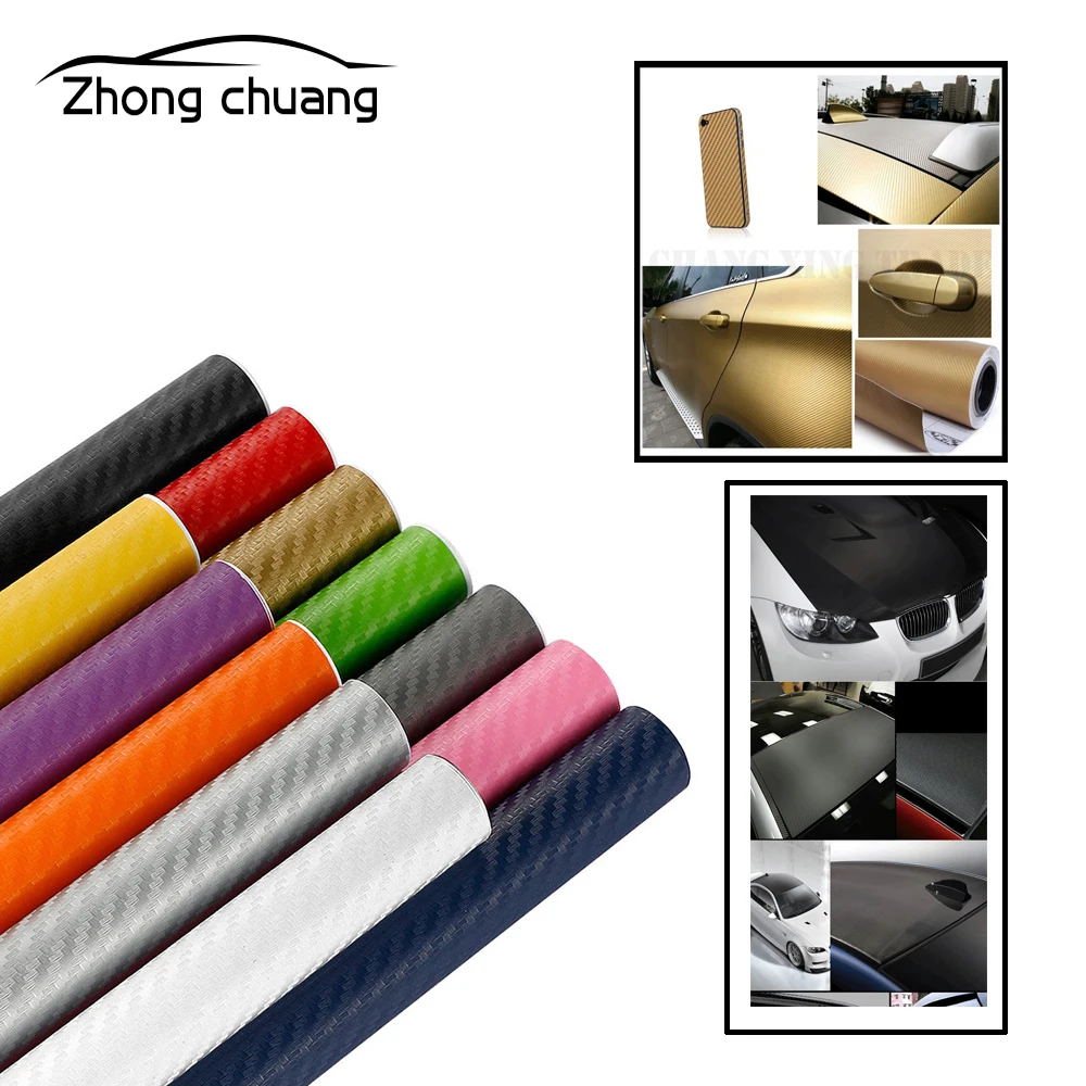 

30cmx127cm 3D carbon fiber vinyl car wrap film roll film car sticker and applique motorcycle car styling accessories car