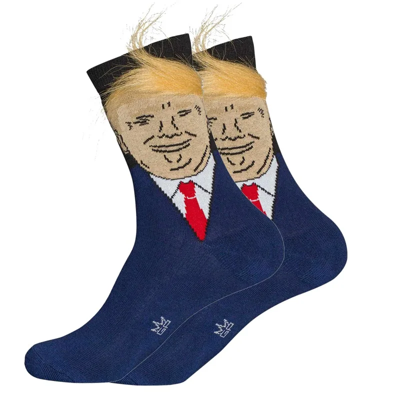 

Trump President Fun socks 1 Pair Print Donald with Fake Hair Comb Crew Adult Unisex Crew Length Socks Socks by Gumball Poodle