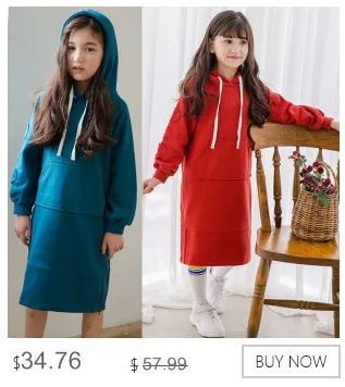 Вельветовое зимнее платье-свитер для больших девочек; коллекция года; рождественское детское утепленное хлопковое платье с капюшоном; осенняя одежда для малышей