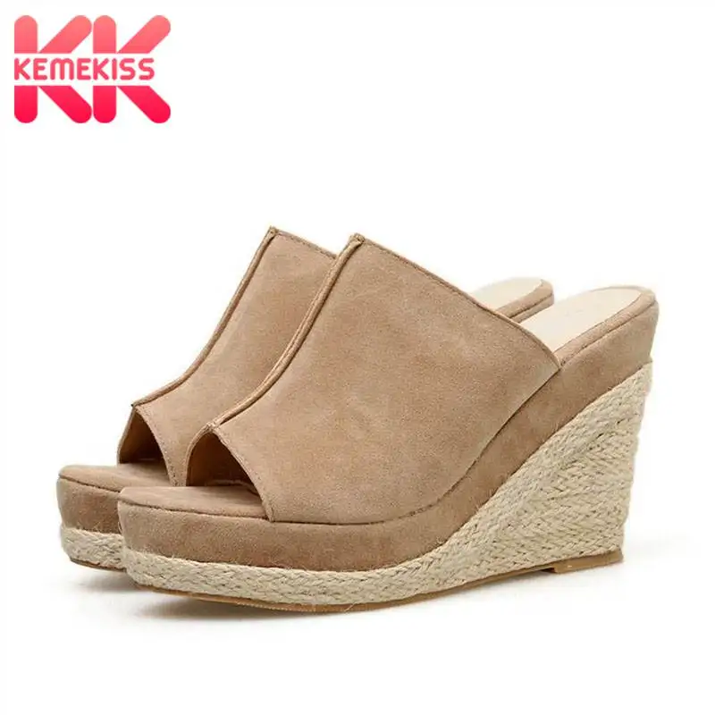 

KemeKiss Women Wedges Sandals Summer Simple Slip On Sexy Platform Sandal Party Wedding Office Ladies Shoes Women Size 34-39