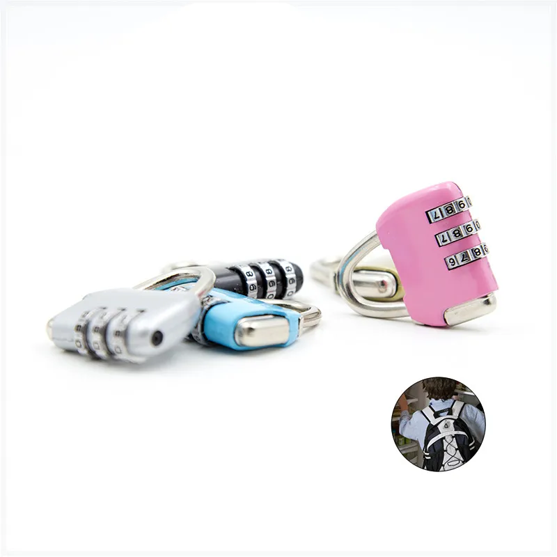 Mini luggage suitcase combination lock zinc alloy cabinet padlock blue gold silver pink purple black red