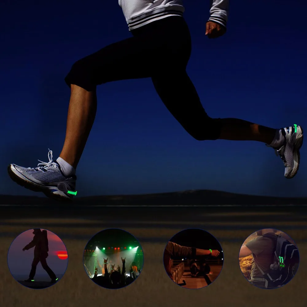 

shoes lights LED Luminous Shoe Clip Outdoor Bicycle Luminous Night Running Shoe Safety Clips Cycling Sports Warning Light Safety