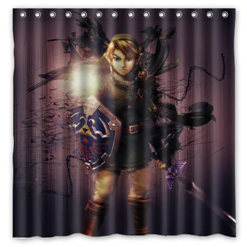 

New Legend of Zelda Printed Polyester Shower Curtain Waterproof Home Bathroom Curtains With 12 Hooks 180x180CM