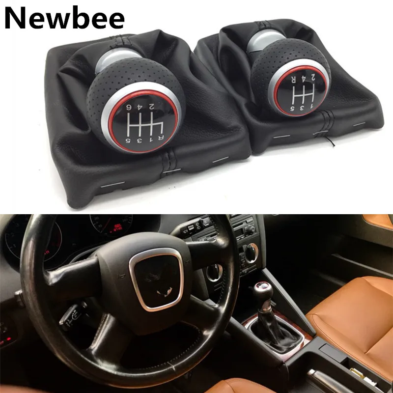 

Newbee 5/6 Speed Manual Gear Shift Knob Lever Stick Pen Gaiter Boot Cover Case For Audi A4 S4 B8 8K A5 8T Q5 8R S Line 2007-2015