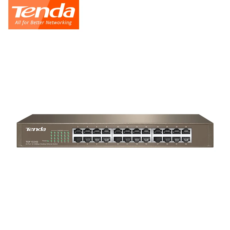 Сетевой коммутатор Tenda TEF1024D 10/100 м 24 портовый QoS LACP полнодуплексная VLAN поддержка Auto