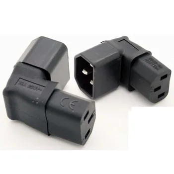 

50pcs/lot IEC320 C14 to C13 Industrial socket Plug 90 degree bend conveter C13 to C14 Electrical Socket conversion plug