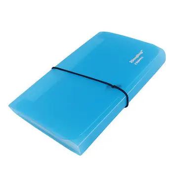

13 Compartments Stretchy Strap Closure Blue Rectangle Paper Document File Folder