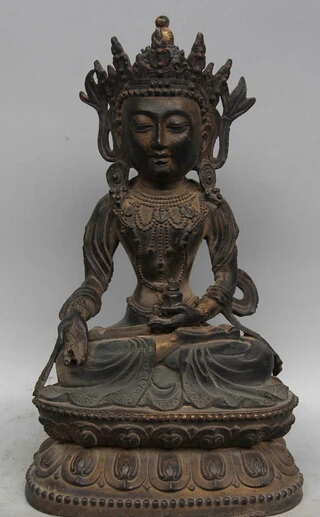 

JP S0524 12 Tibet Tibetan Buddhism Bronze Seat lotus Shakyamuni Amitabha Buddha Statue (B0328)