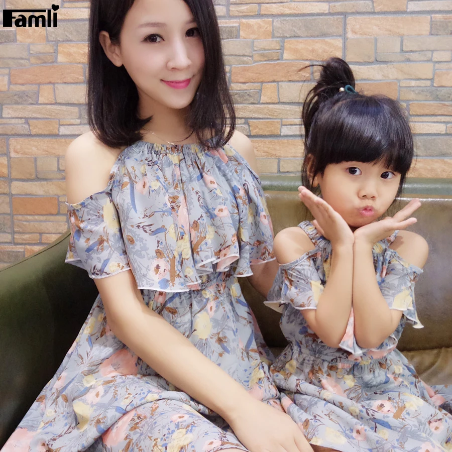 

Famli 1pc Mommy Me Kids Girl Matchy Dress Summer Family Mother Daughter Fashion Floral Short Sleeve Matching Dresses Outfits