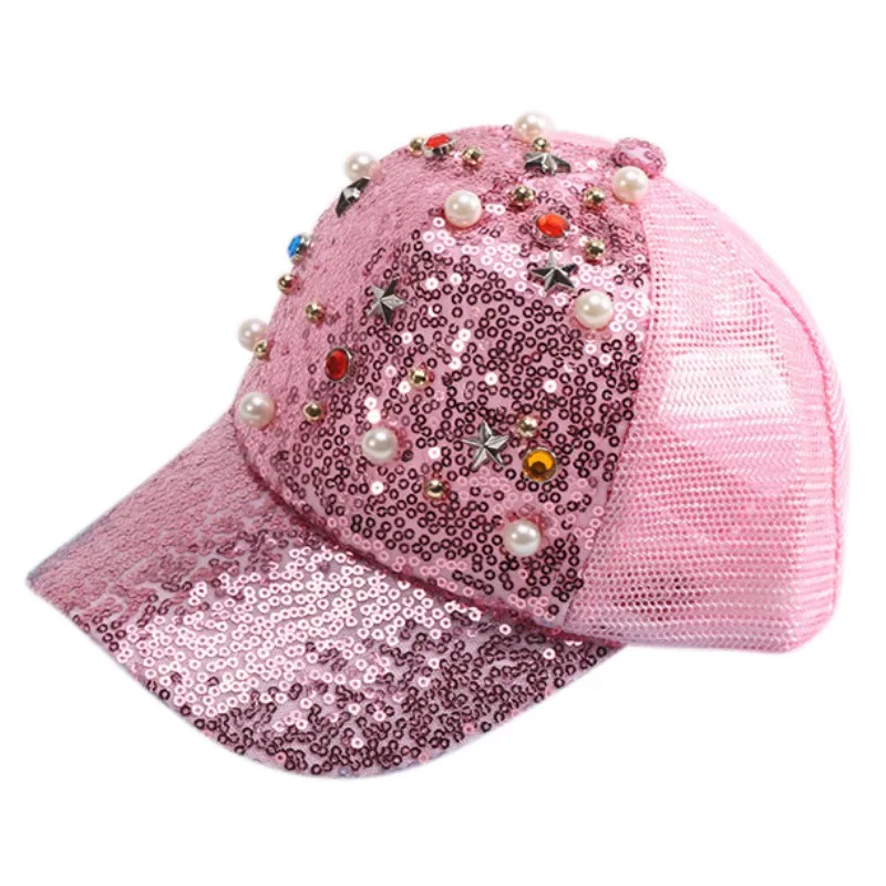 

Summer Girl Pearl Cap Summer Mesh Cap Adjustable Girls Boys Fashion Hats Children Cool Hat