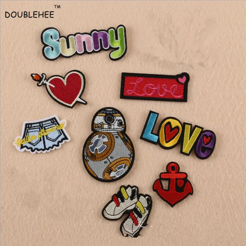

DOUBLEHEE The Capsule Red Heart Shorts Embroidered Iron On Patches For Clothing Patch Cloth Coat Bag Shoes DIY Accessories