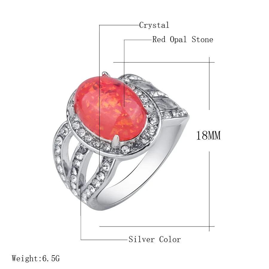 Кольцо с опалом и кубическим цирконием серебряного цвета размеры 7 10|cubic zirconia|opal