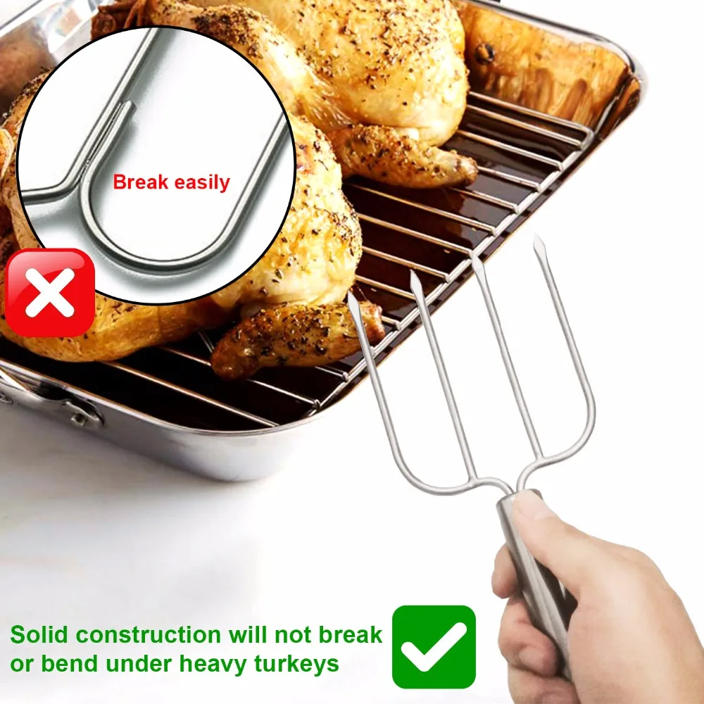 New Turkey Lifter Forks Set Stainless Steel Turkey Lifters and Poultry Lifters Claws Carving Forks BBQ Kitchen Assessoies