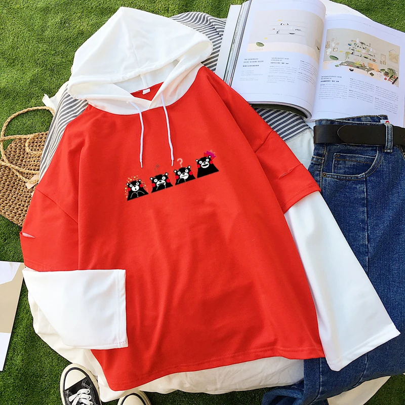 المرأة عارضة هوديس Kpop المتناثرة Kawaii Kumamon الدب المطبوعة البلوز التباين اللون الملابس sudadera موهير هوديي المرأة عارضة هوديس Kpop المتناثرة Kawaii Kumamon الدب المطبوعة البلوز التباين اللون الملابس sudadera موهير هوديي