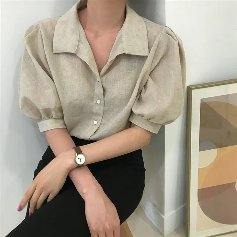 HziriP Hong Kong Style Chic Удобные Свободные Простые повседневные рубашки с короткими