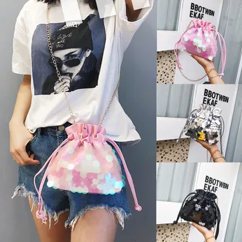 

Bags For Women 2019 Fashion Wild Simple Messenger Bag For Girls Sequins Chain Colorful Princess Crossbody Bag 6.06